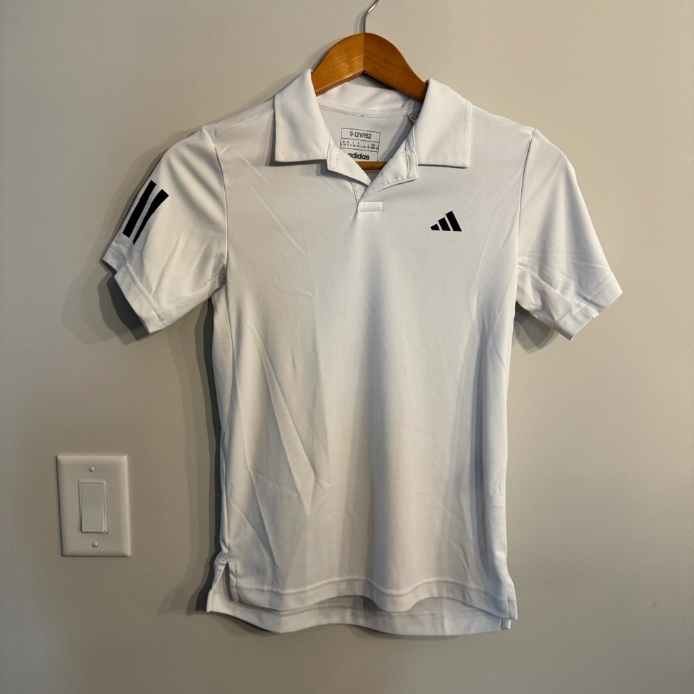 Boys Adidas White Golf Polo - 11-12Y